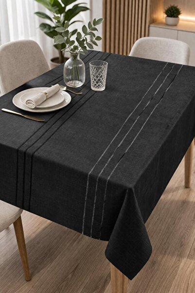 Opia Loom Dertsiz Masa Örtüsü, Leke Tutmaz, Özel Dokulu, Colber, Siyah Renk, ...