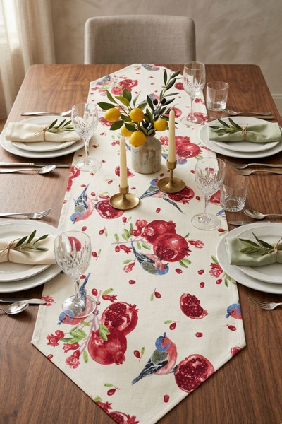 OTEXSA Κομψό τραπεζομάντιλο τριγωνικού σχήματος με σχέδιο ρόδι – Ανθεκτικό στ...