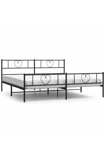 vidaxl Metal bed frame with headboard/footboard, black, 193x203 cm