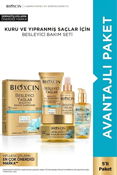 Bioxcin Besleyici Yağlar Onarıcı Şampuan+ Saç Bakım Yağı+ Sıvı Saç Kremi+ Saç...