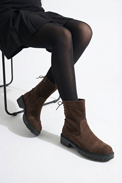 INNTRO Sansa Genuine Leather Bitter Brown Suede Women's Boots