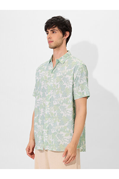 The Souled Store By Styli Green Leaf Print Short Sleeve Shirt