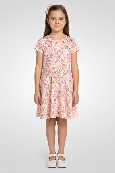 Young Hearts Kids Girl 3 Pcs Floral Print Dress With Headband, Multicolor