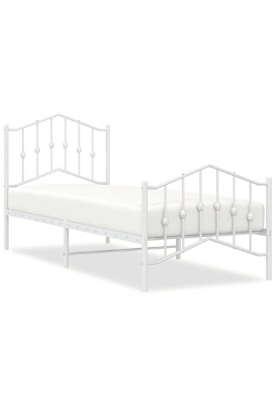 vidaxl Metal bed frame with white headboard/footboard, 80x200 cm