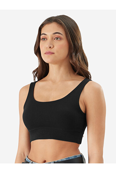 The Souled Store By Styli Black Solid Ribbed Bralette