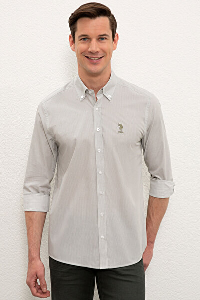 U.S. Polo Assn. Men's Khaki Long Sleeve Shirt 50235293-Vr027