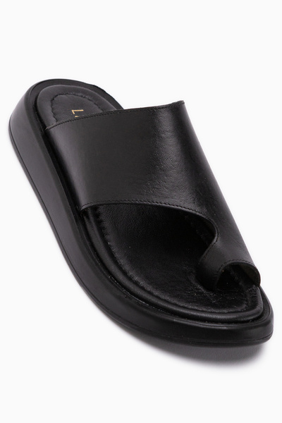 Limoya Σαγιονάρες Lesly από γνήσιο δέρμα σε μαύρο χρώμα