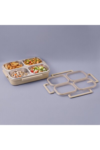 Aryıldız Bento Lunch Box 4 Bölmeli Beige