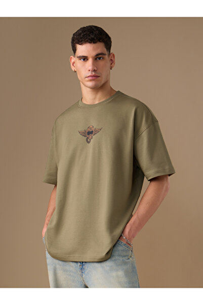 The Souled Store By Styli Men Green Graphic Oversized T-Shirt