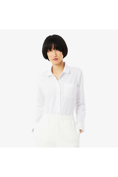 Lacoste Kadın Slim Fit Beyaz Gömlek