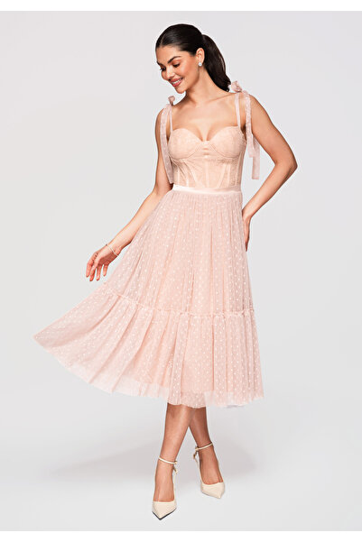 Larica OMBRE Γυναικείο Φόρεμα Μίντι Κορσές LA-OM-DLR319 Nude