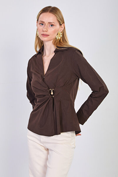 BARRELS AND OIL Γυναικεία μπλούζα με διπλό γιακά και πόρπες στο πλάι - Bitter...