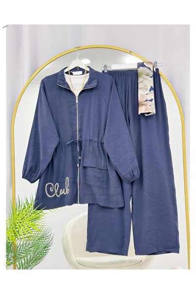 YEDİLALE Embroidered Waist-Tie Tunic and Pants Double Set [Excluding Shawl]