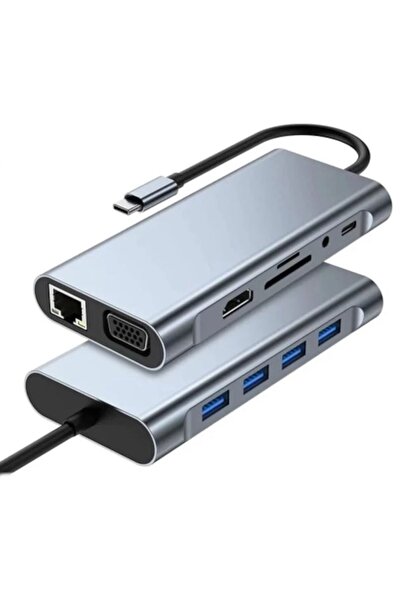 Buffer ® 8in1 Type-C Çoklayıcı Hub HDMI 4K USB 3.0 SD TF Kart RJ45 Ethernet D...