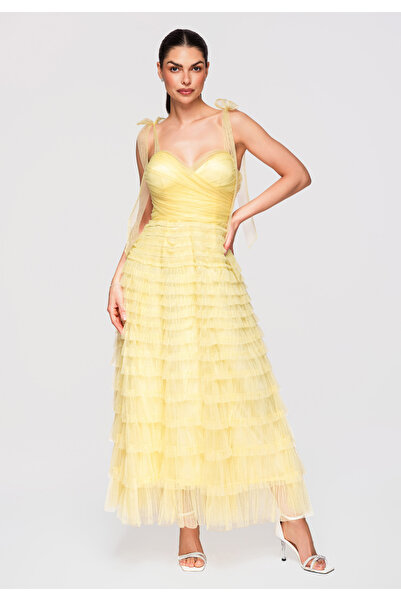 Larica Women's Elegant Maxi Evening Dress LA-OM-DLR312 Yellow