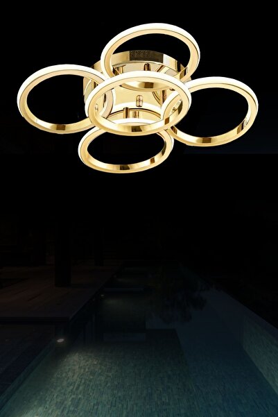 RONİSU AYDINLATMA Orwin Lüks Modern 5 Halkalı Tavana Sıfır 50 cm Led Plafonye...