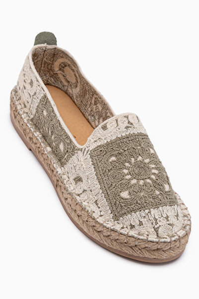 Limoya Rosie Mint Bohemian Knitted Patterned Espadrille Loafer Women's Shoes