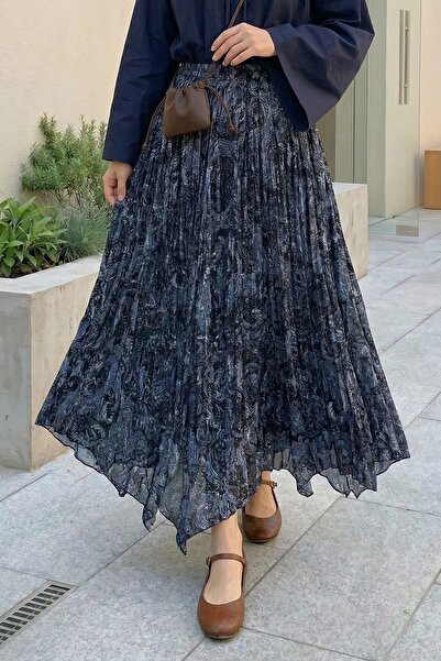 InStyle Φούστα με έθνικ σχέδιο σε σκούρο μπλε χρώμα