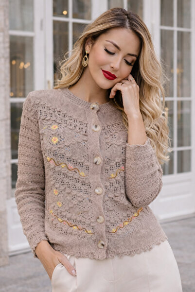 benguen Καλοκαιρινή Βαμβακερή Ζακέτα με Λεπτομέρεια Κεντήματος R4543 Βιζόν