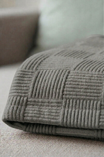 Alez Fabrikası 100% Cotton Checkered Patterned Single Pique Gray 160X230
