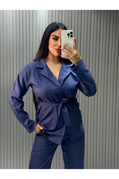 inci bayan giyim Women's Tie-Up Linen Set