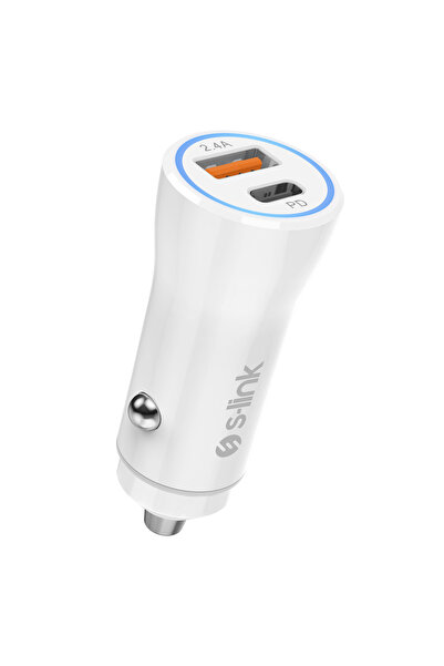 S-LINK SL-AC55PD 32W PD + USB QC3.0 Beyaz Araç Şarj Cihazı