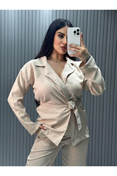 inci bayan giyim ΓΥΝΑΙΚΕΙΟ Σετ Λινό με Δέσιμο/BEJJ