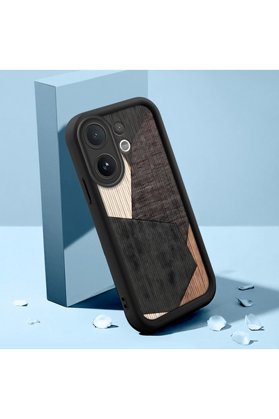 CASEVIBE Vivo V60 Uyumlu, şık kaplama ahşap desenli silikon telefon kılıfı