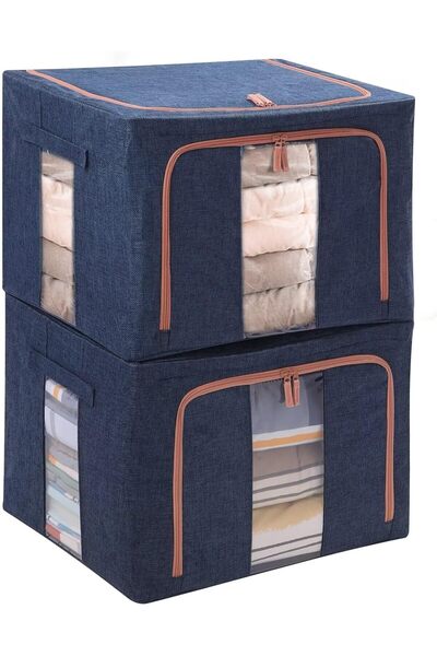 Arabest 24L *2 Stackable Storage Bins,Clear Window,Foldable Frame Closet Orga...