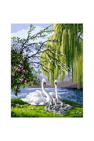 hudemas Lebede , goblen cu diagrama alb-negru , 23x30cm