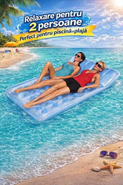 BESTWAY Saltea gonflabilă dublă pentru apă , 2 persoane, 1.93 x 1.42 m, cu pernă I-Beam, albastru