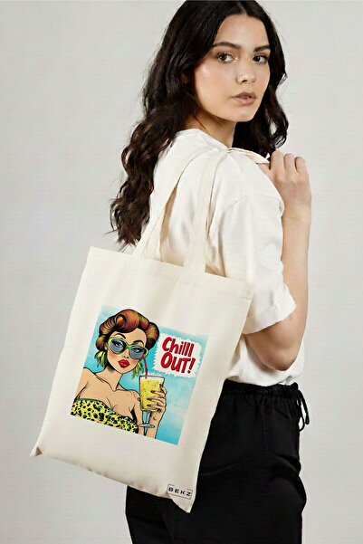 BEKZ Sacosa Cumparaturi Textila, Geanta Tote, model Chill out 38 x 34.5 cm, A...