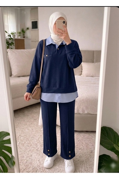 Azram Fashion Γυναικείο πουκάμισο με λεπτομέρειες και σετ δύο τεμαχίων