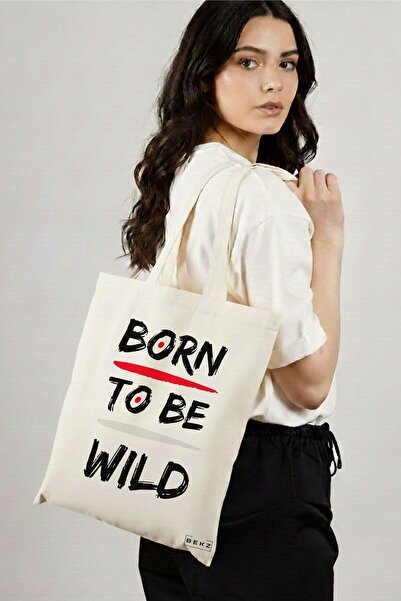 BEKZ Sacosa Cumparaturi Textila, Geanta Tote, model Born to be wild, 38x34.5 ...