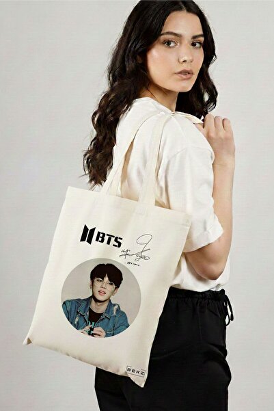 BEKZ Υφασμάτινη Τσάντα Αγορών, Τσάντα Ώμου, Μοντέλο BTS Jimin με υπογραφή, 38...