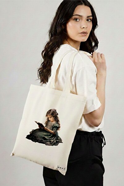 BEKZ Sacosa Cumparaturi Textila, Geanta Tote, model The bookie girl 19 38 x 3...