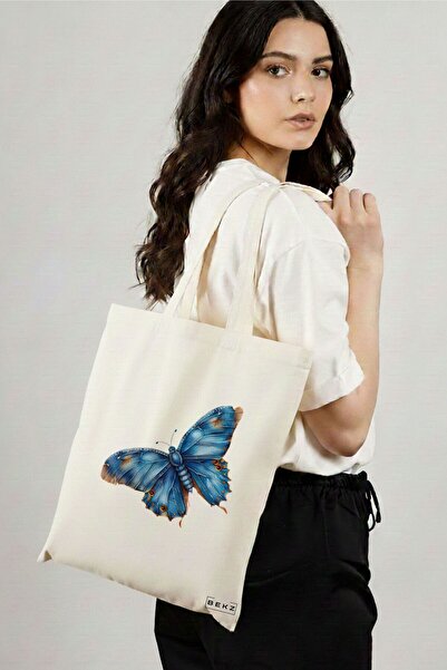 BEKZ Sacosa Cumparaturi Textila, Geanta Tote, model Artistic butterflies 3 38...