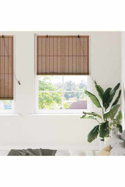 vidaxl Ρολό Παραθύρου με κουρτίνες Καφέ 110 x 220 cm Μπαμπού