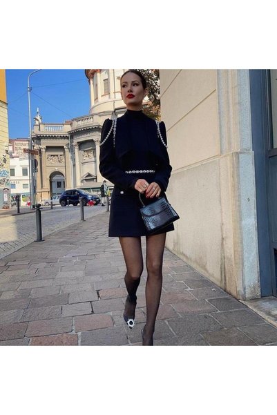 Zaghou Short Suit Jacket and Skirt Set