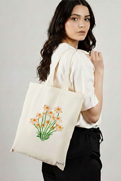 BEKZ Sacosa Cumparaturi Textila, Geanta Tote, model Margarete, 38x34.5 cm, Al...