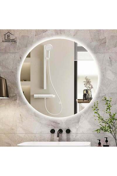 Elindor ®   Στρογγυλός καθρέφτης τοίχου για μπάνιο με φωτισμό LED, 3 χρώματα ...