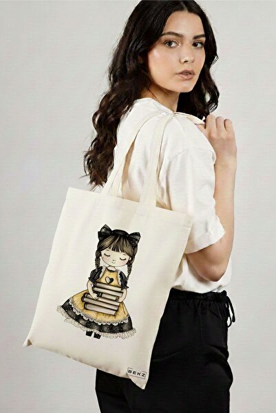 BEKZ Sacosa Cumparaturi Textila, Geanta Tote, model The bookie girl 10 38 x 3...