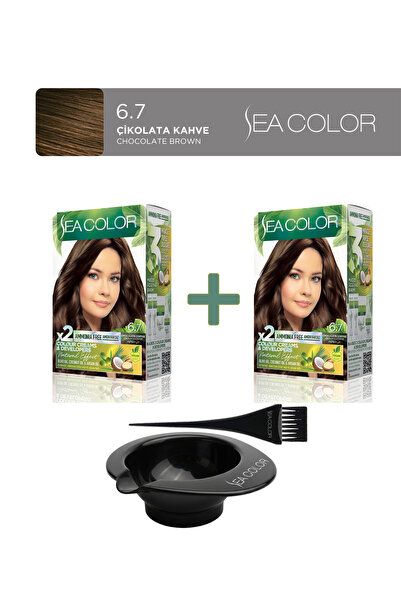 Sea Color 2'li Natural Effect Set Boya Amonyaksız 6.7 Çikolata Kahve, Boya Ta...