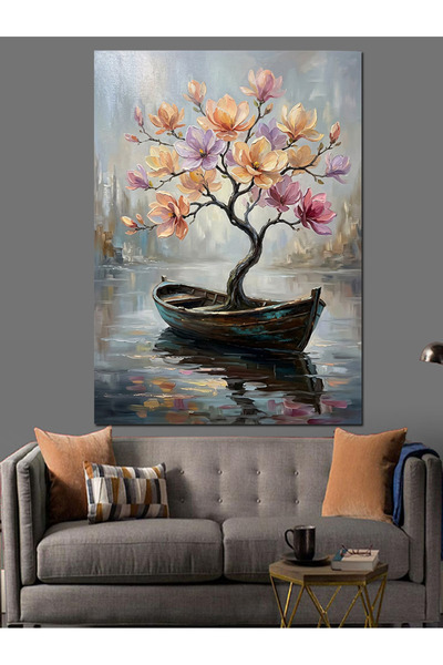 Artmeg Tablou cu copac înflorit într-o sabanță - Pânză decorativă - Tablou di...