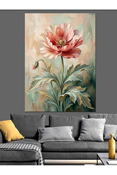 Artmeg Pânză decorativă cu ilustrație de flori roz în stil clasic - Tablou di...