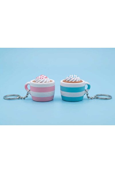 Kahve Kupası Klikli Anahtarlık Çanta Süsü Clicky Keychain