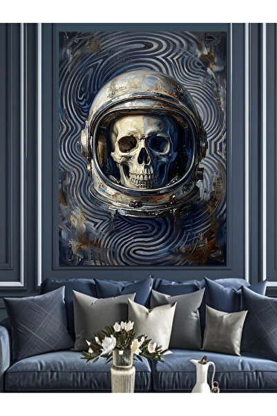 Artmeg Tablou cu craniu în casca unui astronaut, pânză decorativă - Tablou di...