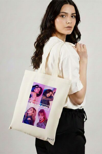 BEKZ Sacosa Cumparaturi Textila, Geanta Tote, model Blackpink 2, 38x34.5 cm, ...