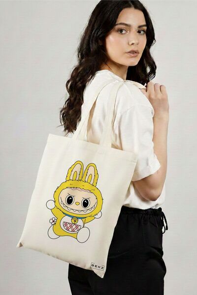 BEKZ Sacosa Cumparaturi Textila, Geanta Tote, model Labubu 13 38 x 34.5 cm, A...