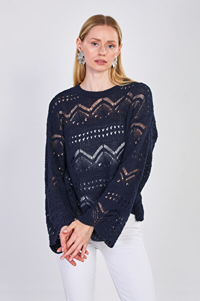 BARRELS AND OIL Γυναικείο πουλόβερ με κυματιστό σχέδιο στο τελείωμα της φούστ...